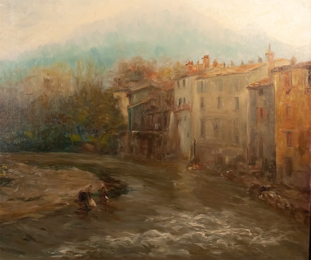 Houses On The Banks Of The River F Royer Vaison La Romaine (?) Vaucluse-photo-2