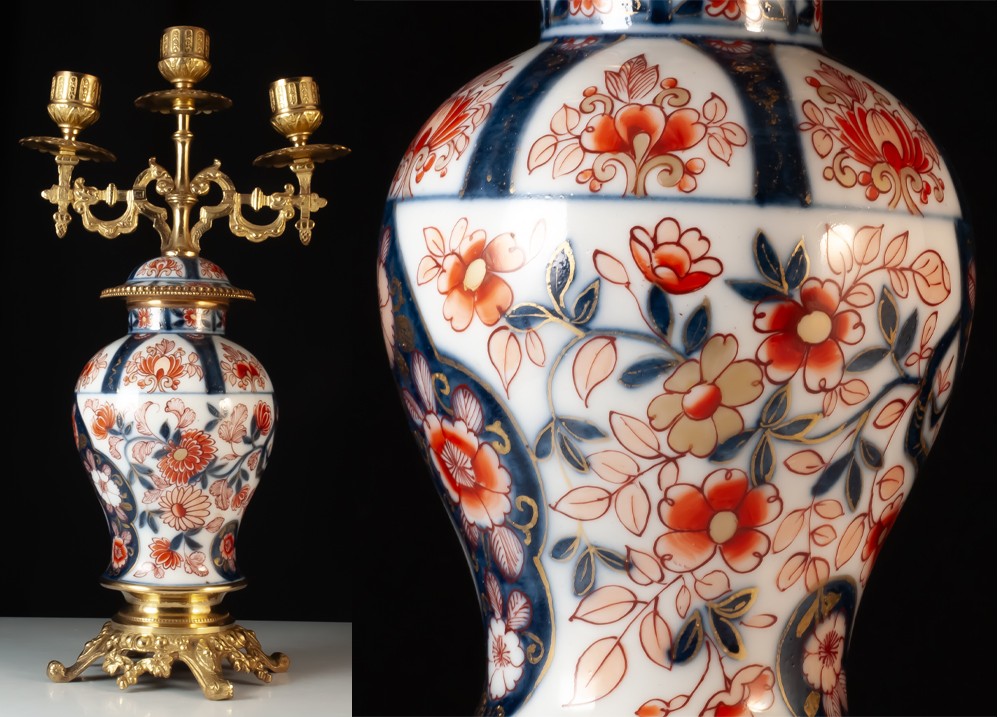 Candélabre en porcelaine du Japon Imari-photo-4