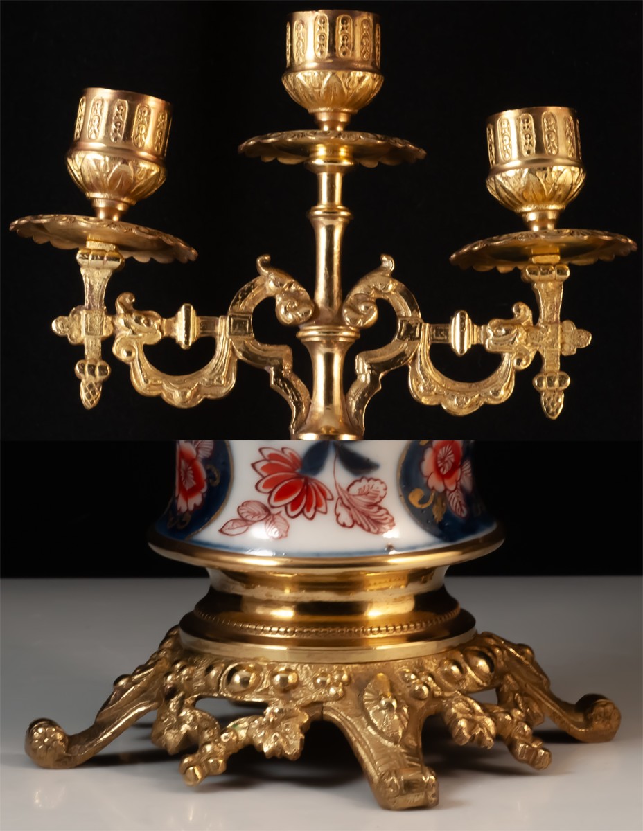 Candélabre en porcelaine du Japon Imari-photo-3