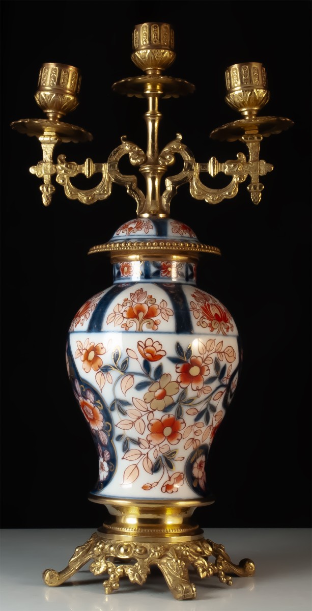 Candélabre en porcelaine du Japon Imari