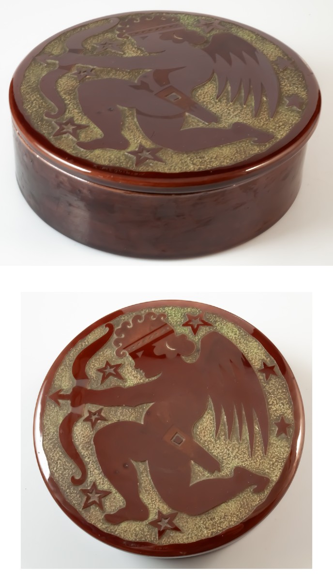 Roger Méquinion ( 1905-1985) Boite / Bonbonnière à décor de cupidon-photo-2