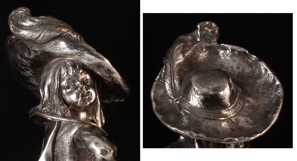 Louis KLEY (1833-1911) Enfants mousquetaires paire de sculptures en bronze argenté-photo-4