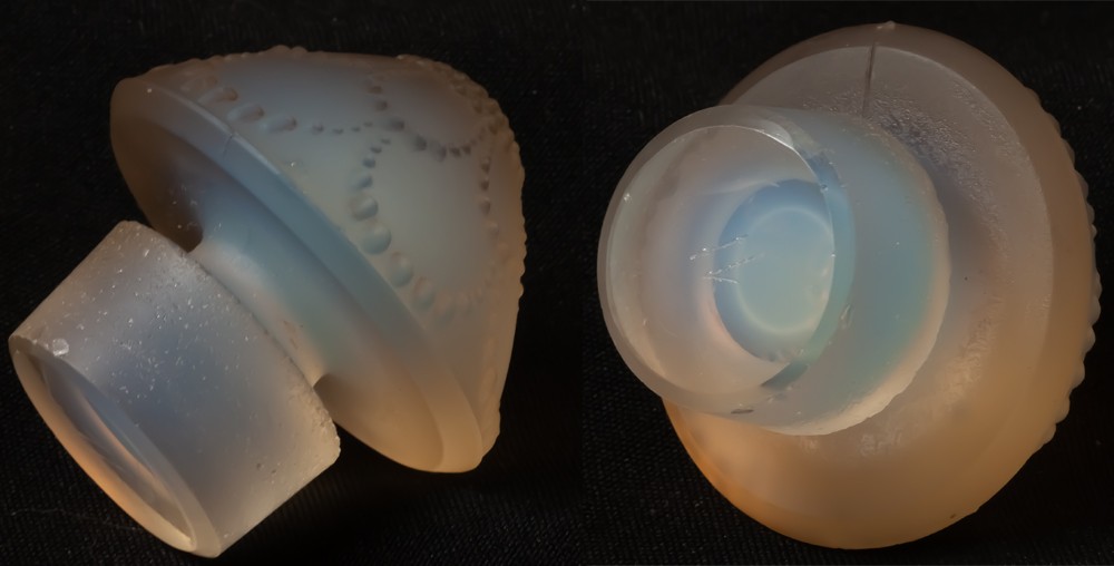 N°600 René Lalique flacon à parfum en verre opalescent modèle Perles - LE GRAND - LOT1-photo-4