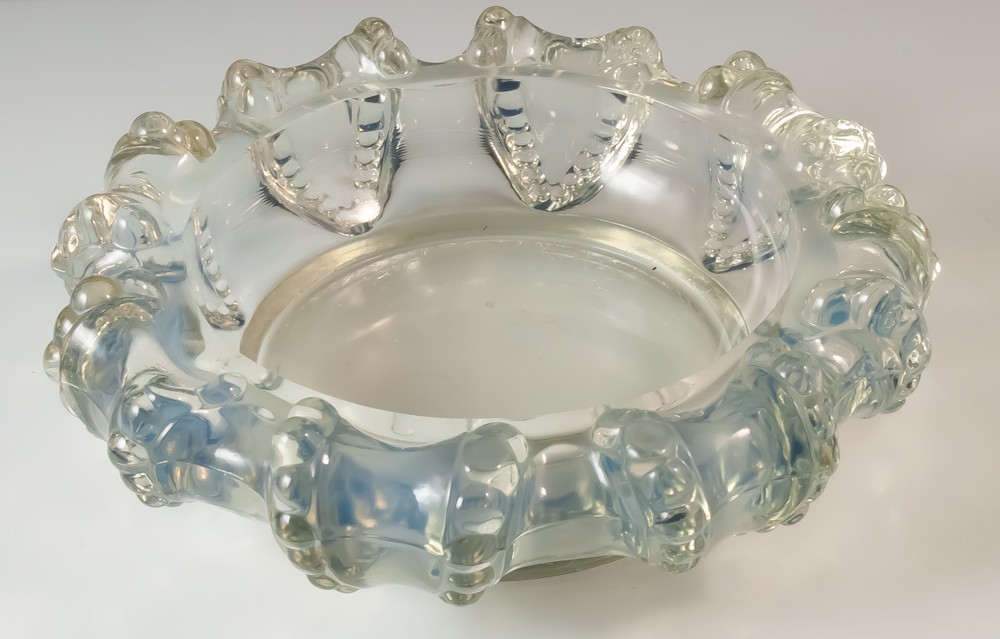Grand cendrier ATT Lalique France verre opalescent modèle Cannes-photo-3