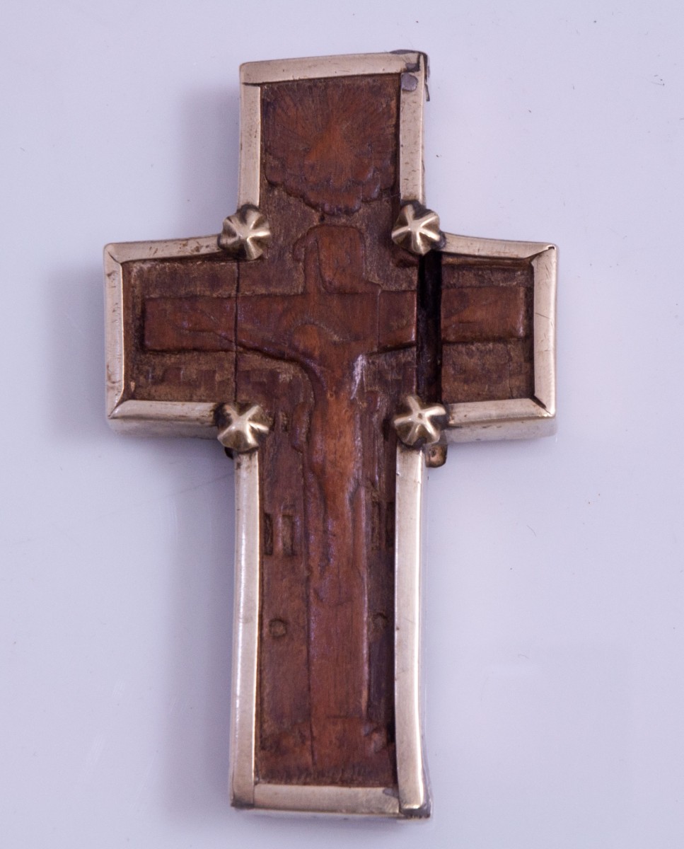 Wooden Cross With Silver Rim