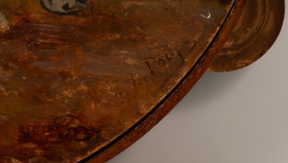 Tambourine Painted With Hunting Dogs, Brifauts-photo-3