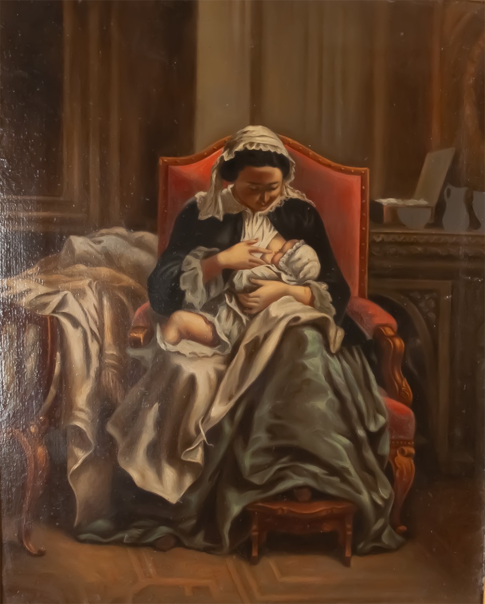 Huile sur toile femme à l'enfant maternité-photo-2