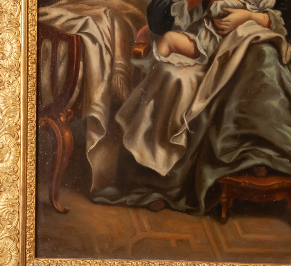 Huile sur toile femme à l'enfant maternité-photo-4