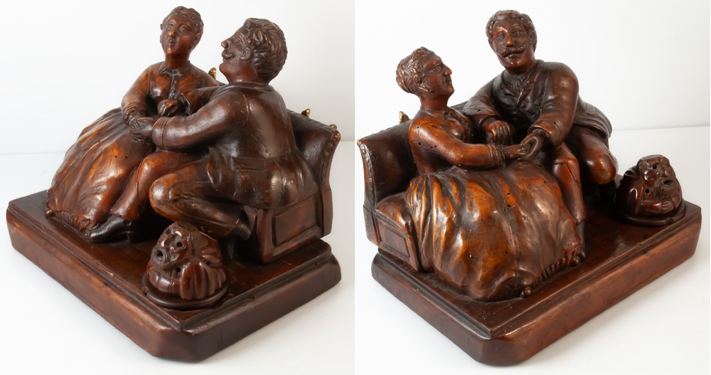 "La bague au doigt" encrier en bois sculpté-photo-1