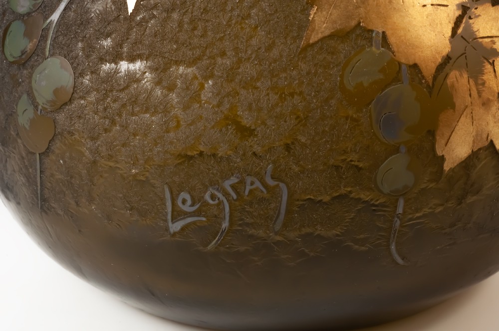 Legras vase boule aux raisins et feuilles de vigne-photo-3