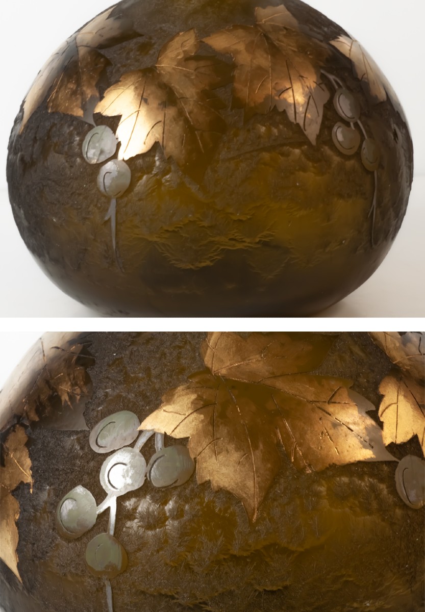 Legras vase boule aux raisins et feuilles de vigne-photo-1