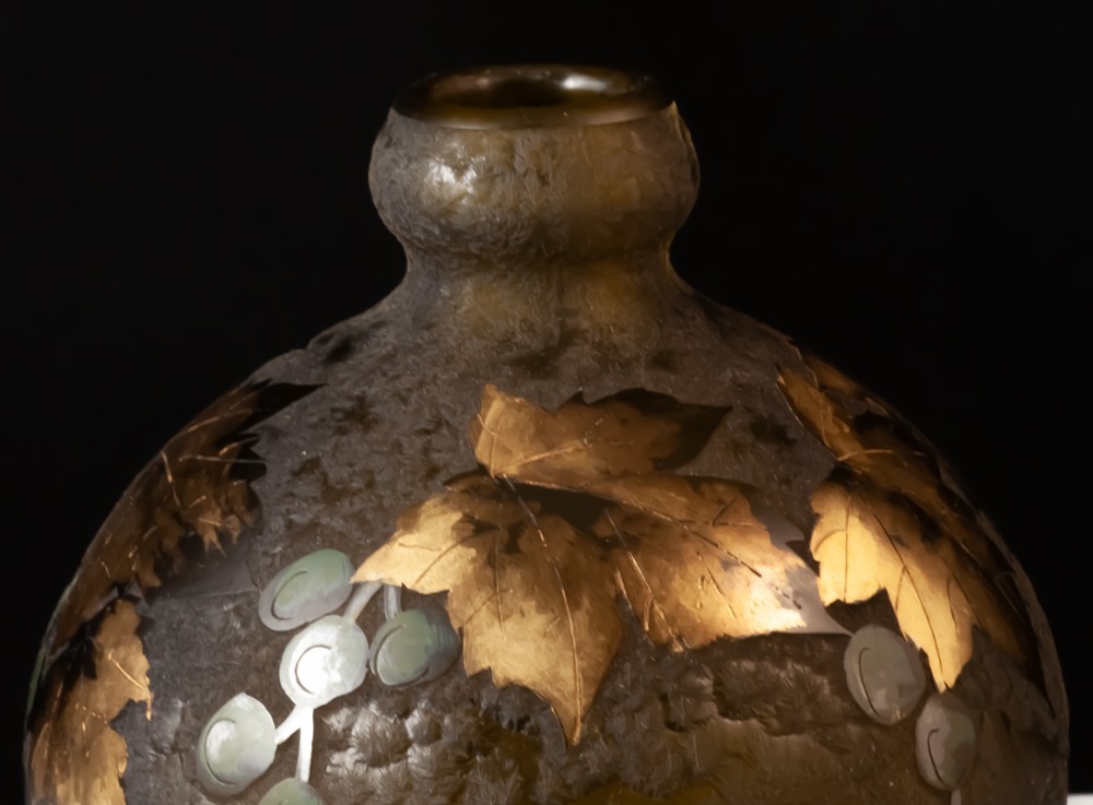 Legras vase boule aux raisins et feuilles de vigne-photo-5