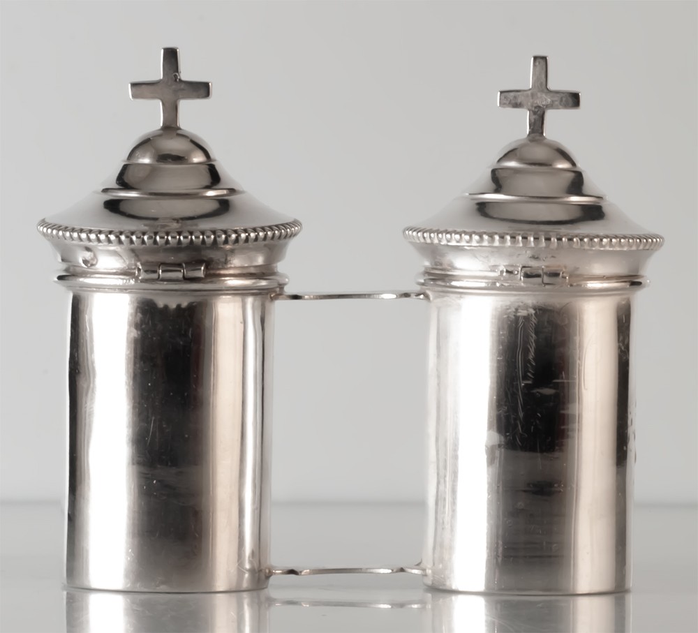 Paire d'ampoules aux huile saintes argent massif-photo-1