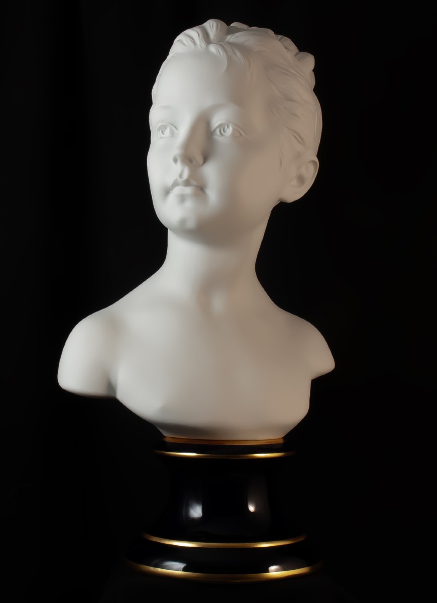 Grand buste en biscuit Louise Brongniart d'après Houdon H40CM  Tharaud Limoges-photo-2