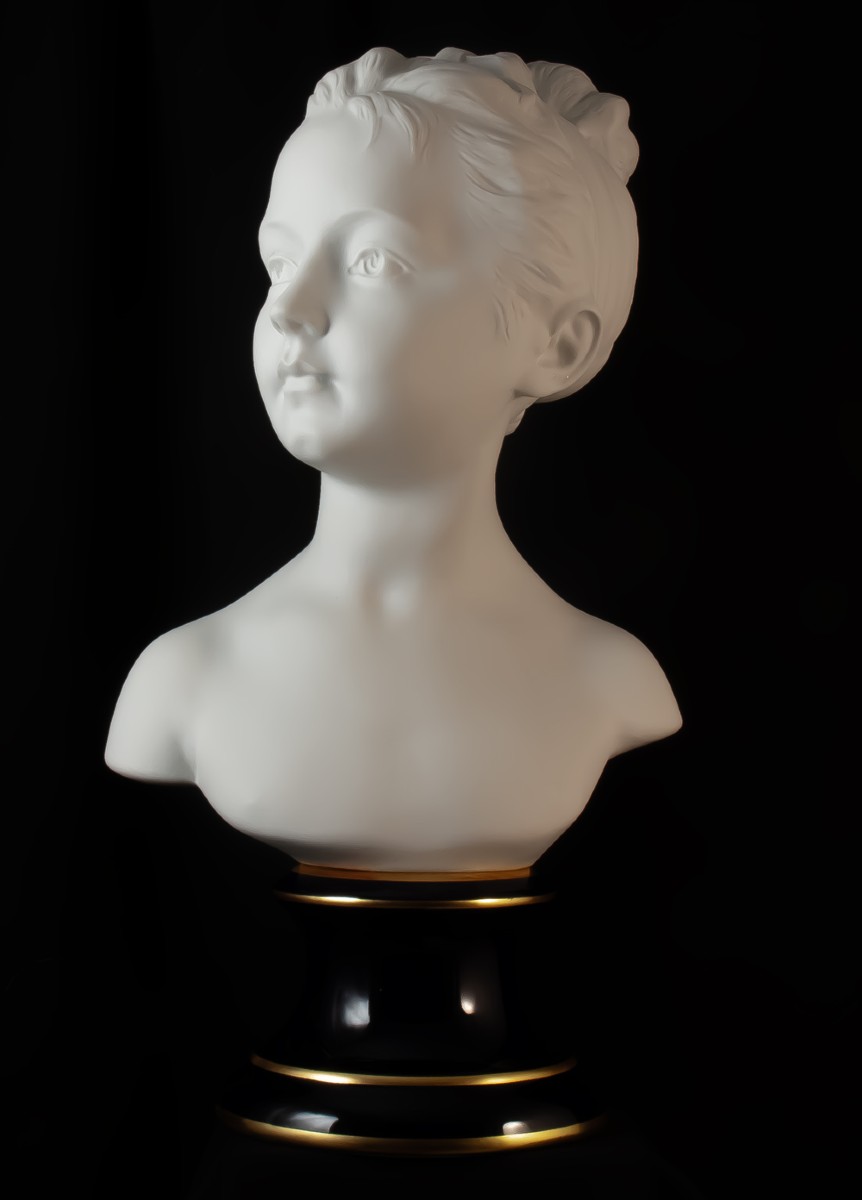 Grand buste en biscuit Louise Brongniart d'après Houdon H40CM  Tharaud Limoges-photo-3