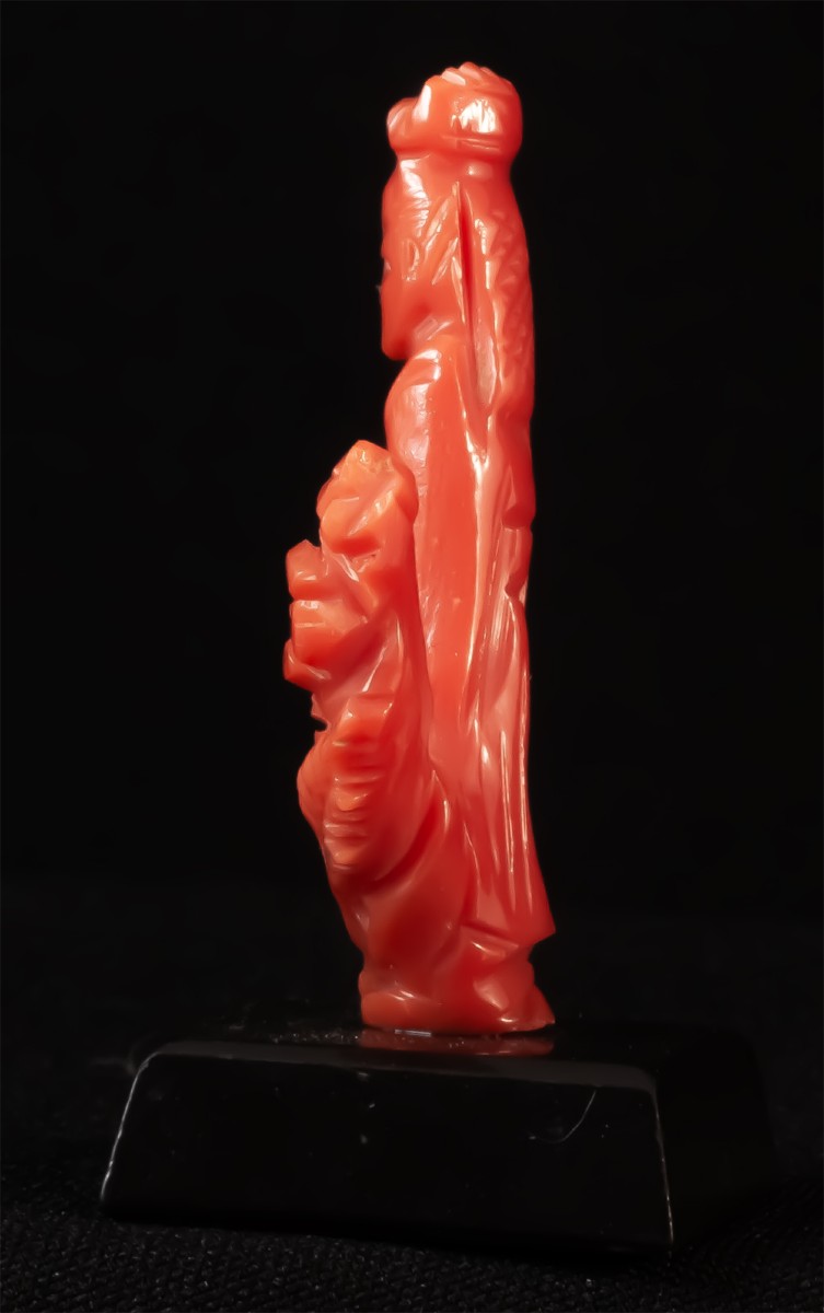 Branche de corail rouge sculptée Guanyin Chine-photo-1