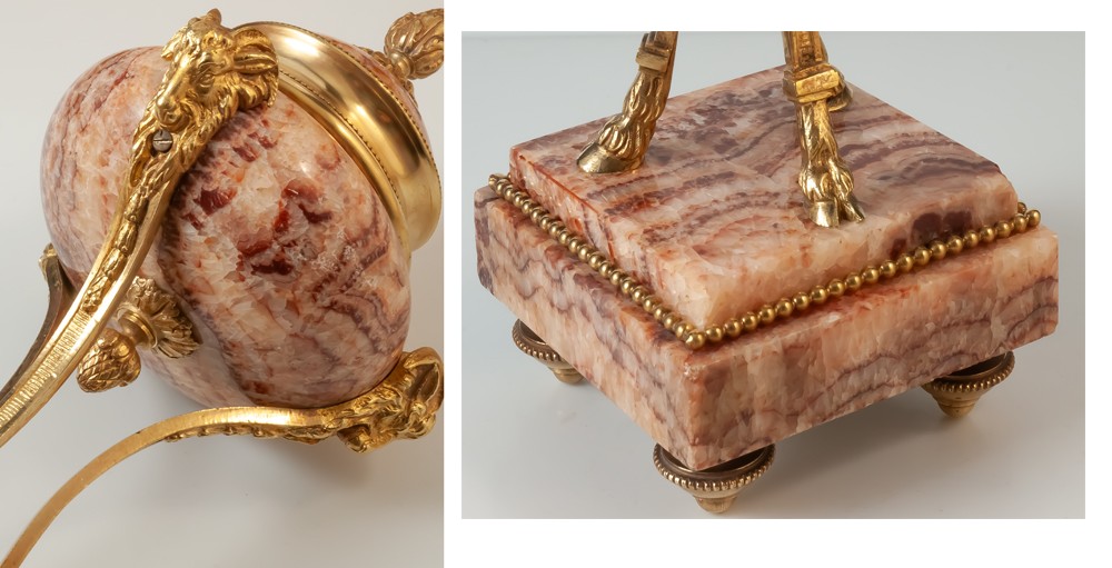 Paire de cassolettes en marbre et bronze-photo-1