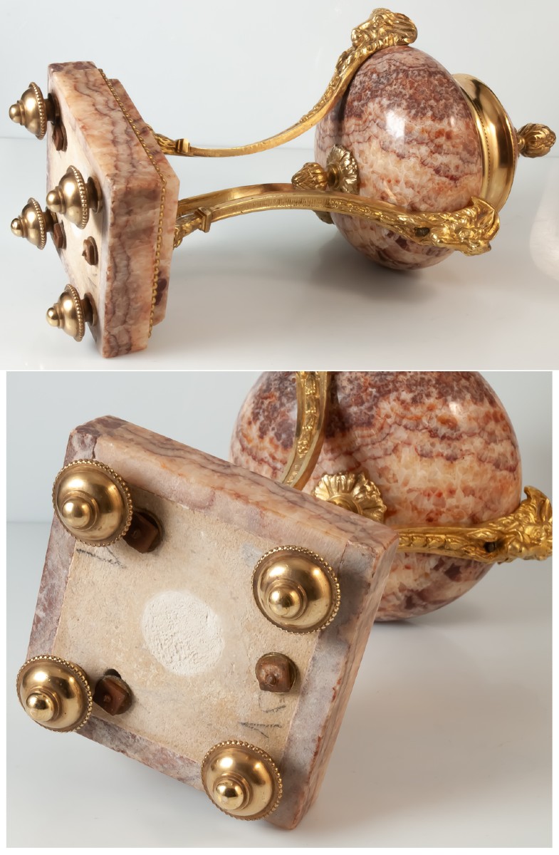 Paire de cassolettes en marbre et bronze-photo-2