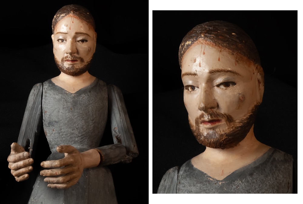 Capipote en bois et papier maché Christ Espagne Italie-photo-2