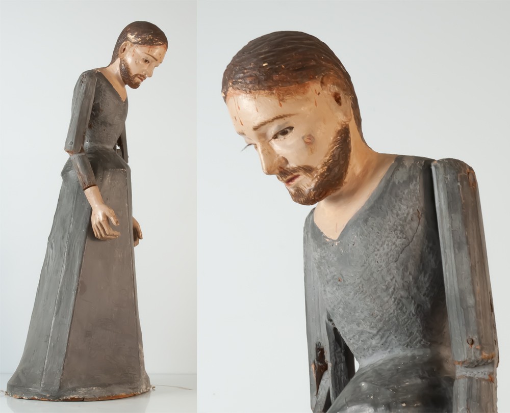 Capipote en bois et papier maché Christ Espagne Italie-photo-3