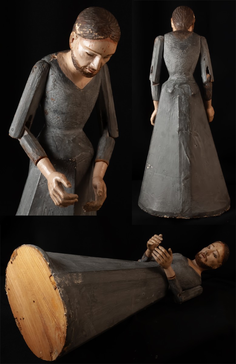 Capipote en bois et papier maché Christ Espagne Italie-photo-2