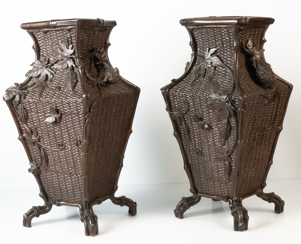 Japon paire de vases décor naturaliste-photo-2