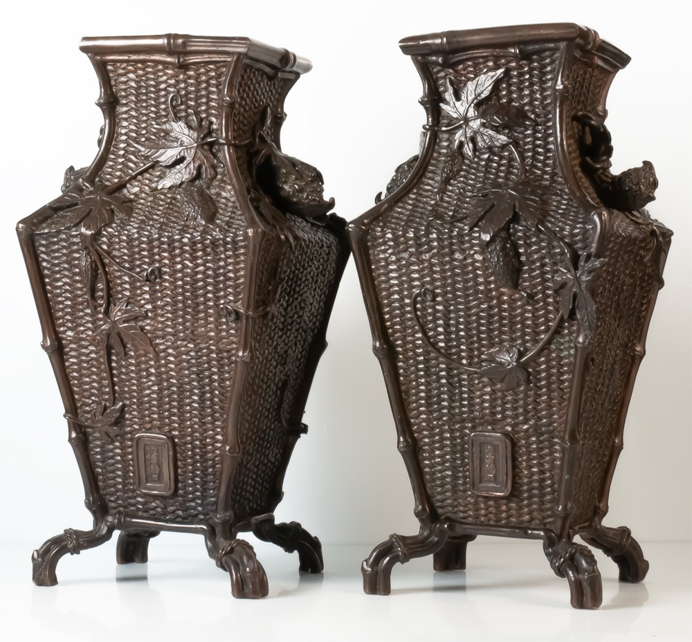 Japon paire de vases décor naturaliste-photo-2