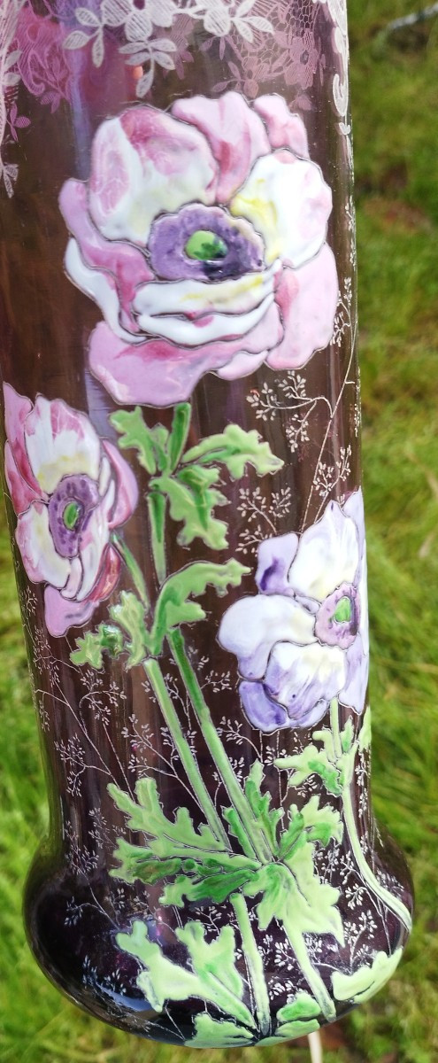 Legras vase émaillé aux anémones-photo-1