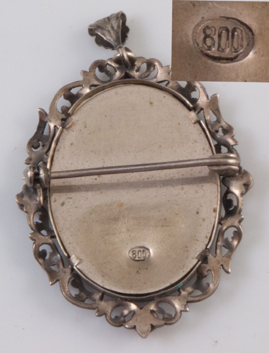 Pendentif italien argent corail portrait de sainte-photo-4