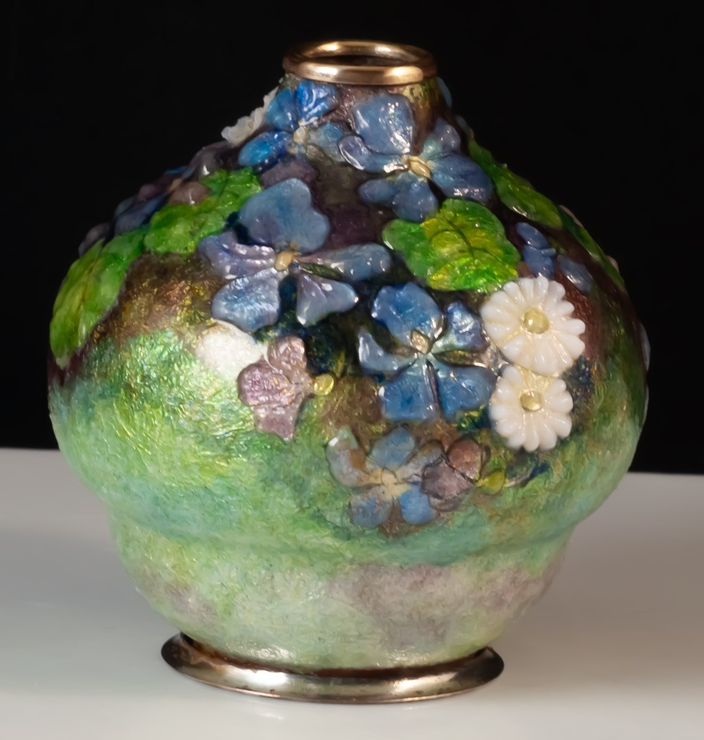 Camille Fauré Limoges vase en cuivre émaillé-photo-3
