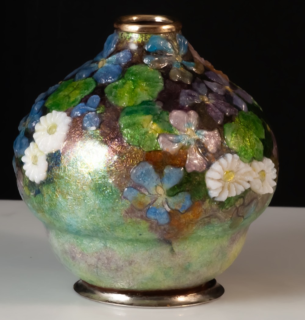 Camille Fauré Limoges vase en cuivre émaillé-photo-4