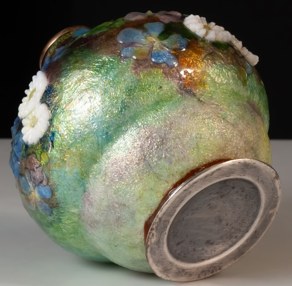 Camille Fauré Limoges vase en cuivre émaillé-photo-1