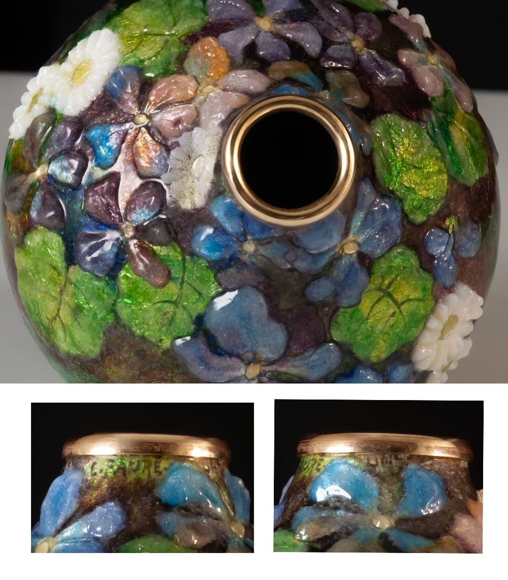 Camille Fauré Limoges vase en cuivre émaillé-photo-2