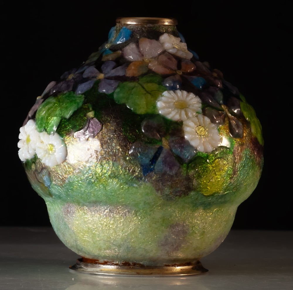 Camille Fauré Limoges vase en cuivre émaillé-photo-5