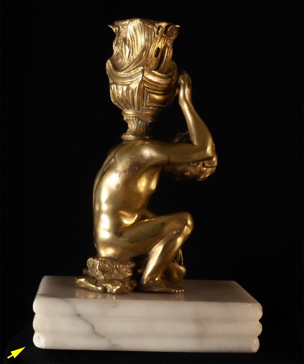 Bougeoir en bronze doré Atlas-photo-2