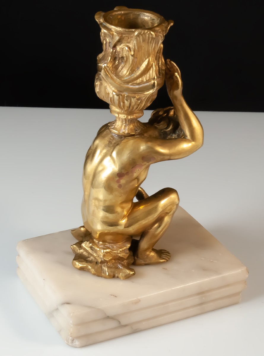 Bougeoir en bronze doré Atlas-photo-4