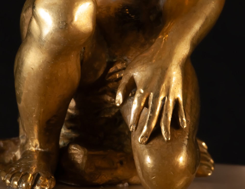 Bougeoir en bronze doré Atlas-photo-2