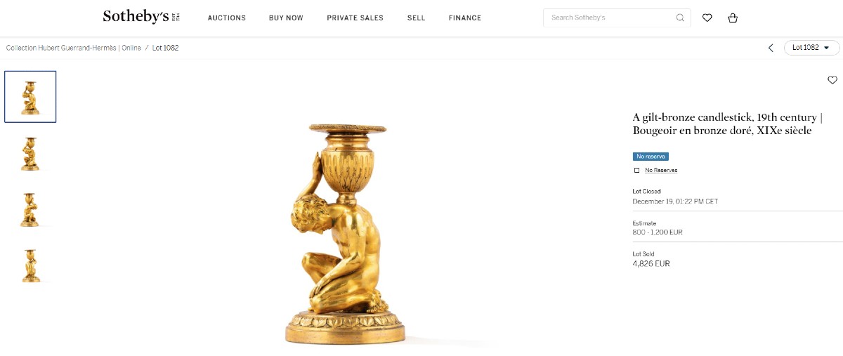 Bougeoir en bronze doré Atlas-photo-6