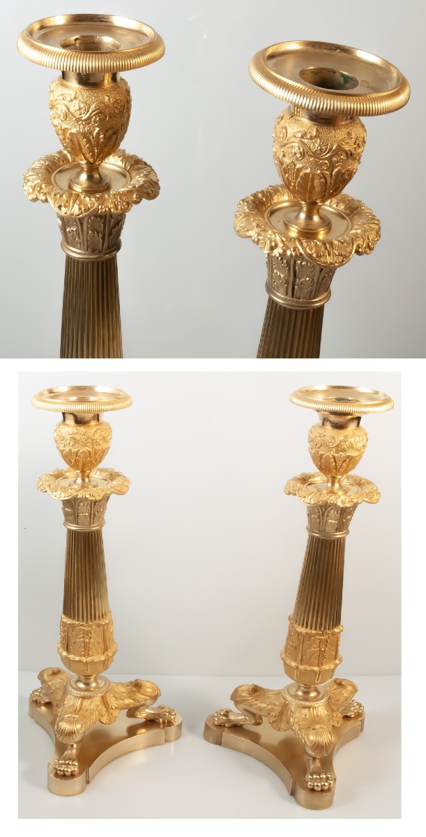 Bougeoirs en bronze époque restauration-photo-3