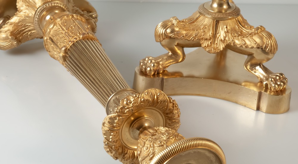 Bougeoirs en bronze époque restauration-photo-1