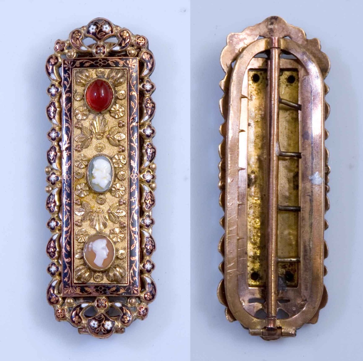 boucle en émail à cabochons de camées-photo-2