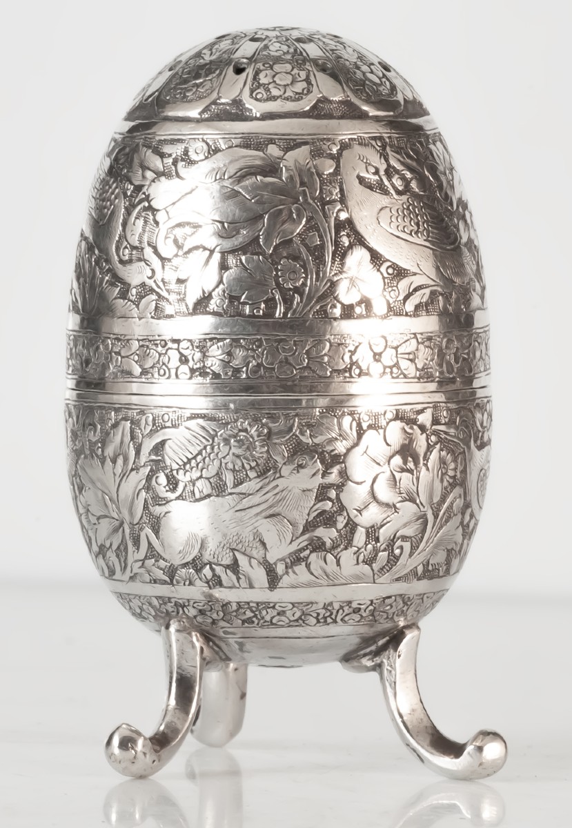 Oeuf en argent saupoudreuse moyen orient Syrie-photo-2
