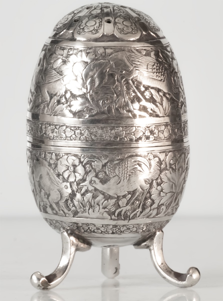 Oeuf en argent saupoudreuse moyen orient Syrie-photo-3