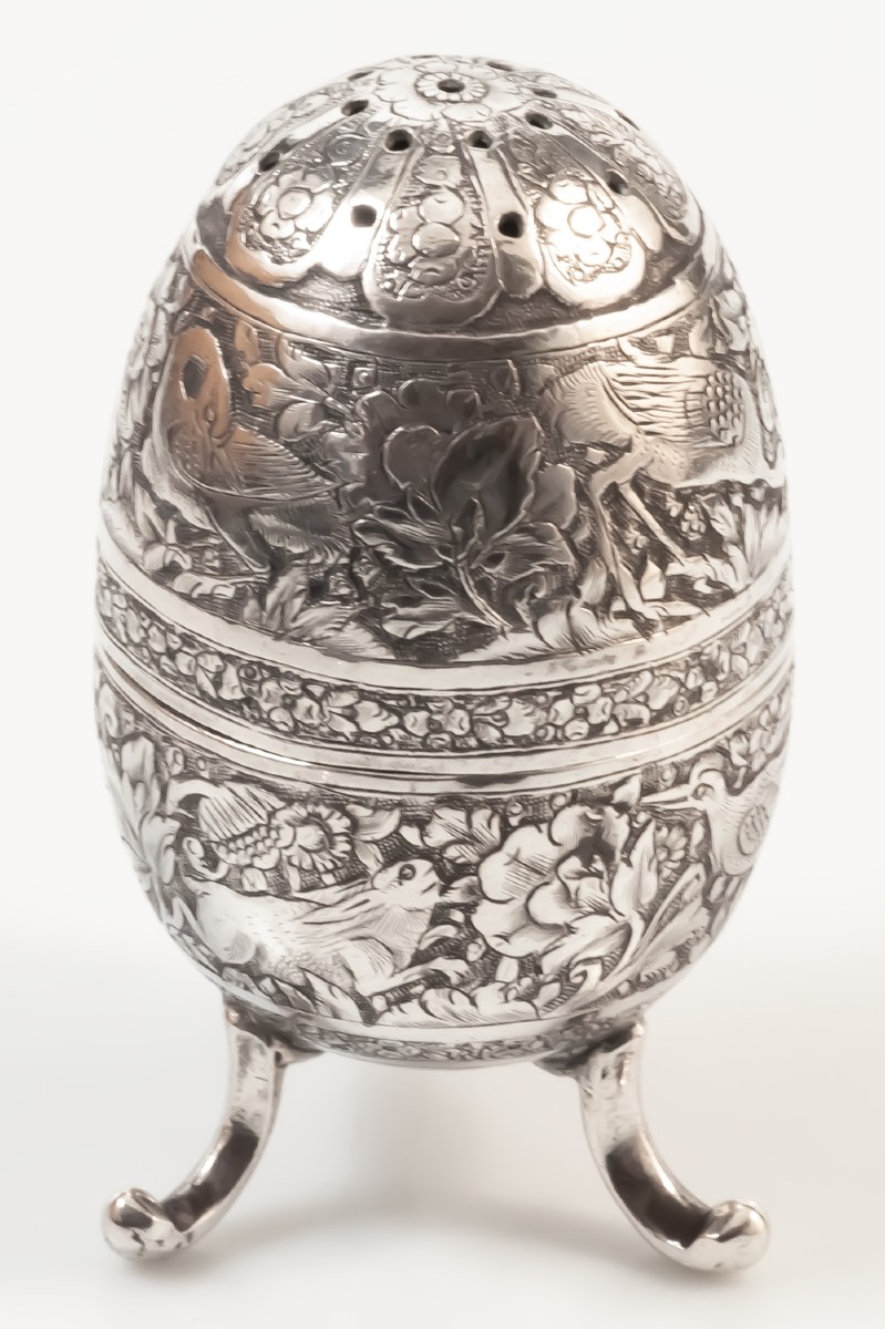 Oeuf en argent saupoudreuse moyen orient Syrie-photo-4