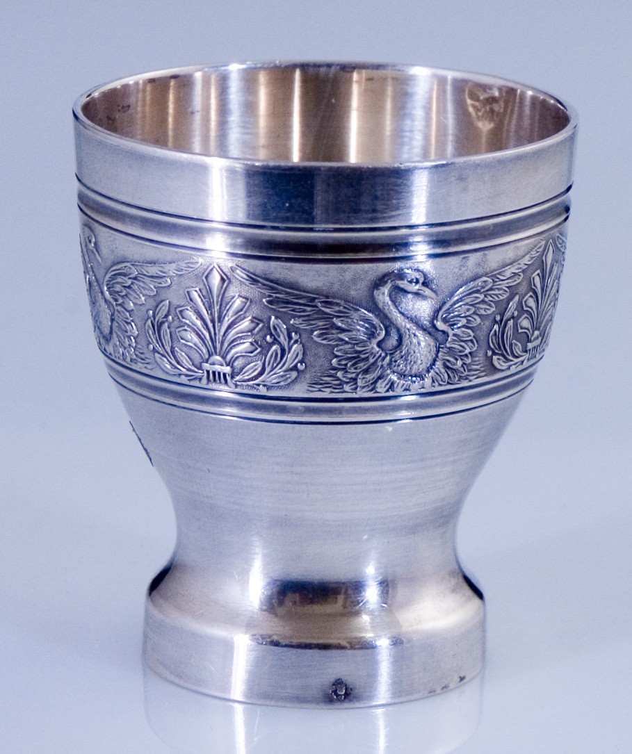 Egg Cup With Swan Decoration In Minerva Silver-photo-2
