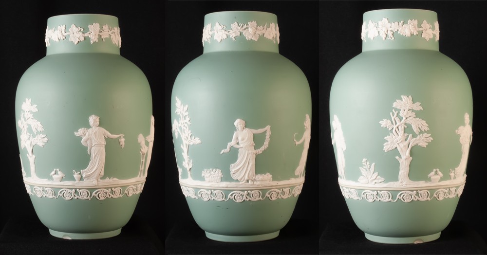 Vase anglais en biscuit décor à l'antique Adam Ester Tungstall England no Wedgwood-photo-4