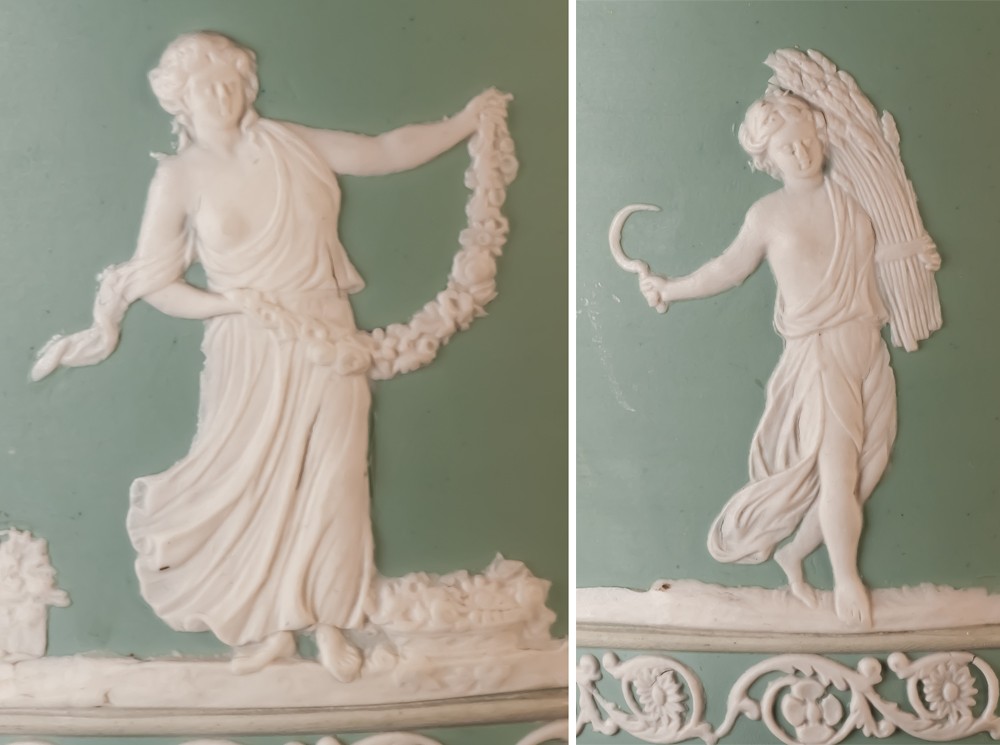Vase anglais en biscuit décor à l'antique Adam Ester Tungstall England no Wedgwood-photo-1