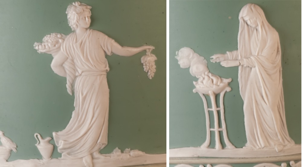 Vase anglais en biscuit décor à l'antique Adam Ester Tungstall England no Wedgwood-photo-2