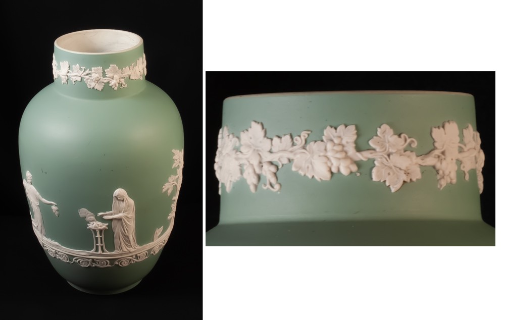 Vase anglais en biscuit décor à l'antique Adam Ester Tungstall England no Wedgwood-photo-6