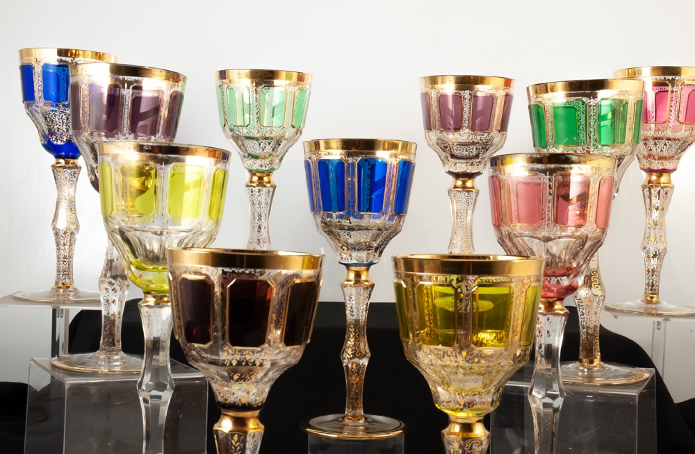 11 Moser Coloured Crystal Glasses-photo-2